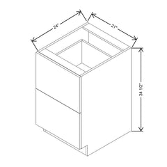 Modernform Cabinet Gloss White 21" W X 34 1/2" H X 24" D  2 Drawer Base Cabinet