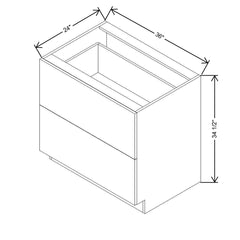 Modernform Cabinet Matte White 36" W X 34 1/2" H X 24" D  2 Drawer Base Cabinet