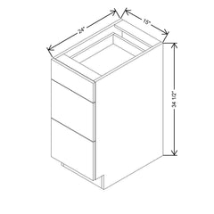 Modernform Cabinet Gloss White 15" W X 34 1/2" H X 24" D  3 Drawer Base Cabinet