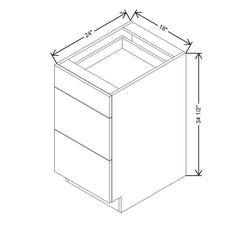 Modernform Cabinet Gloss White 18" W X 34 1/2" H X 24" D  3 Drawer Base Cabinet