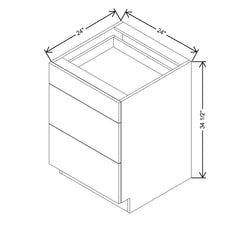 Modernform Cabinet Natural Oak 24" W X 34 1/2" H X 24" D  3 Drawer Base Cabinet