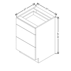 Modernform Cabinet Gloss White 21" W X 34 1/2" H X 21" D Vanity Base with 3 Drawers
