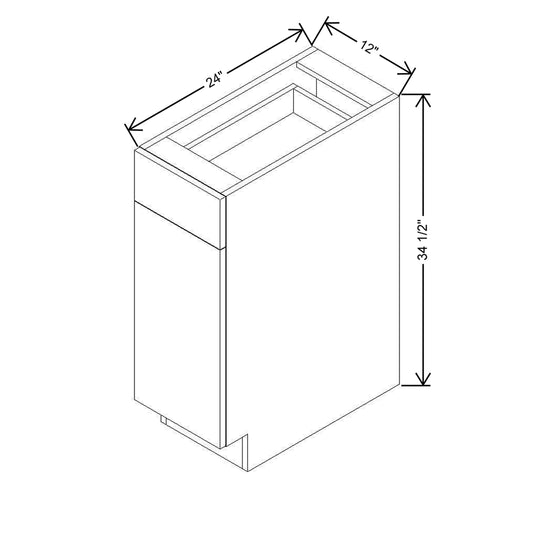 Modernform Cabinet Natural Oak 12" W X 34 1/2" H X 24" D Single Door Base Cabinet