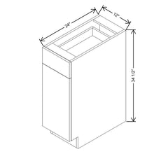 Modernform Cabinet Gloss White 12" W X 34 1/2" H X 24" D Single Door Base Cabinet