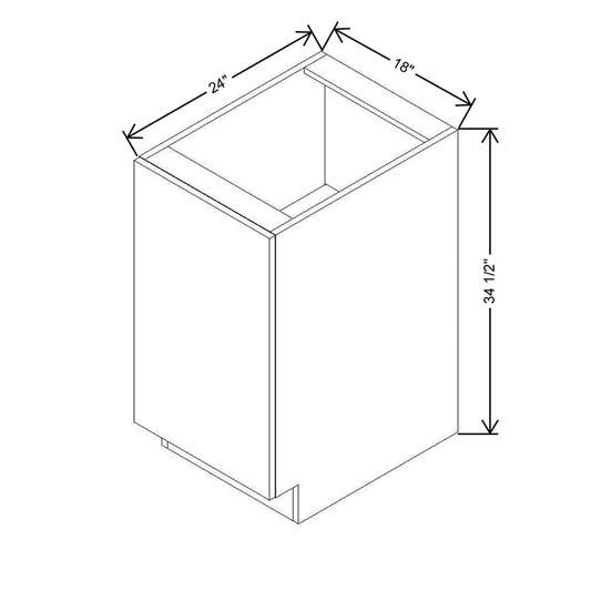 Modernform Cabinet Matte White 18" W X 34 1/2" H X 24" D Full Height Single Door Base Cabinet