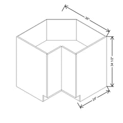 Modernform Cabinet Gloss White 36" W X 34 1/2" H X 24" D Base Diagonal Corner w/Lazy Susan Cabinet