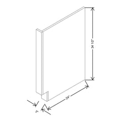 Modernform Cabinet Gloss White 3" W X 34 1/2" H X 24" D Base Dishwasher End Panel