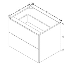 Modernform Cabinet Walnut 30" W X 24" H X 21" D Vanity Floating Drawers Cabinet