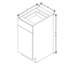 Modernform Cabinet Gloss White 15" W X 34 1/2" H X 21" D Base 1 Door/1 Drawer