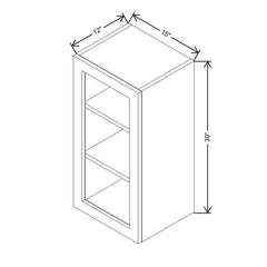 Modernform Cabinet Walnut 15" W X 30" H X 12" D Single Glass Door Wall Cabinet