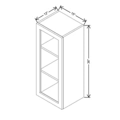 Modernform Cabinet Natural Oak 15" W X 36" H X 12" D Single Glass Door Wall Cabinet