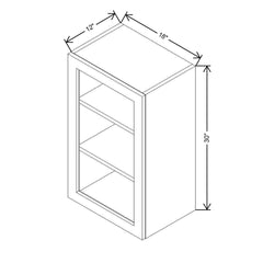 Modernform Cabinet Walnut 18" W X 30" H X 12" D Single Glass Door Wall Cabinet