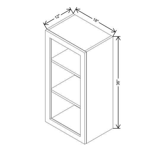 Modernform Cabinet Walnut 18" W X 36" H X 12" D Single Glass Door Wall Cabinet