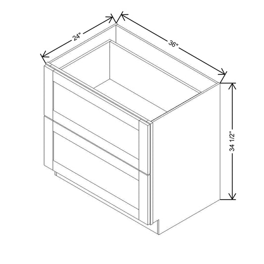 Modernform Cabinet Natural Shaker 36" W X 34 1/2" H X 24" D  2 Drawer Base Cabinet