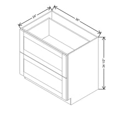 Modernform Cabinet Natural Shaker 36" W X 34 1/2" H X 24" D  2 Drawer Base Cabinet