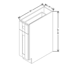 Modernform Cabinet Slim Dove White 09" W X 34 1/2" H X 24" D Single Door Base Cabinet