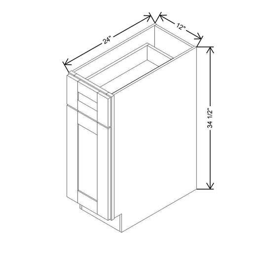Modernform Cabinet Slim Dove White 12" W X 34 1/2" H X 24" D Single Door Base Cabinet