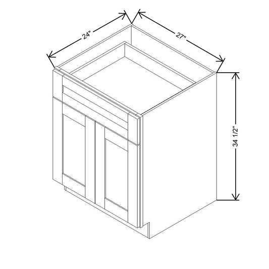 Modernform Cabinet Slim Dove White 27" W X 34 1/2" H X 24" D Double Door Base Cabinet
