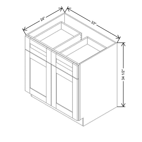 Modernform Cabinet Natural Shaker 33" W X 34 1/2" H X 24" D Double Door Base Cabinet