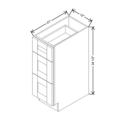 Modernform Cabinet Slim Dove White 12" W X 34 1/2" H X 21" D Vanity Base with 3 Drawers