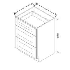 Modernform Cabinet Slim Dove White 24" W X 34 1/2" H X 21" D Vanity Base with 3 Drawers