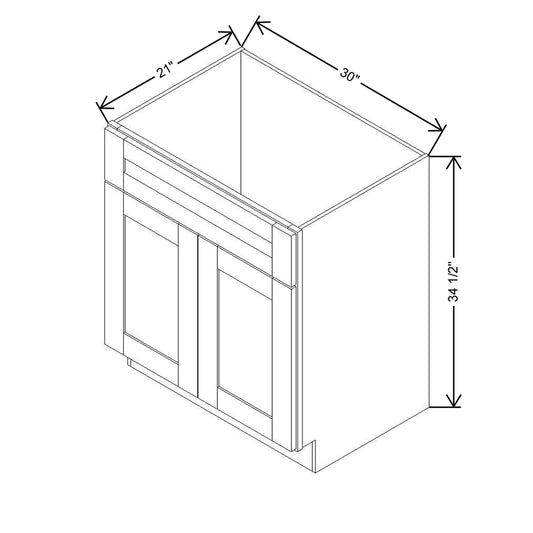 Modernform Cabinet Natural Shaker 30" W X 34 1/2" H X 21" D Sink Base 2 Doors/1 False Front