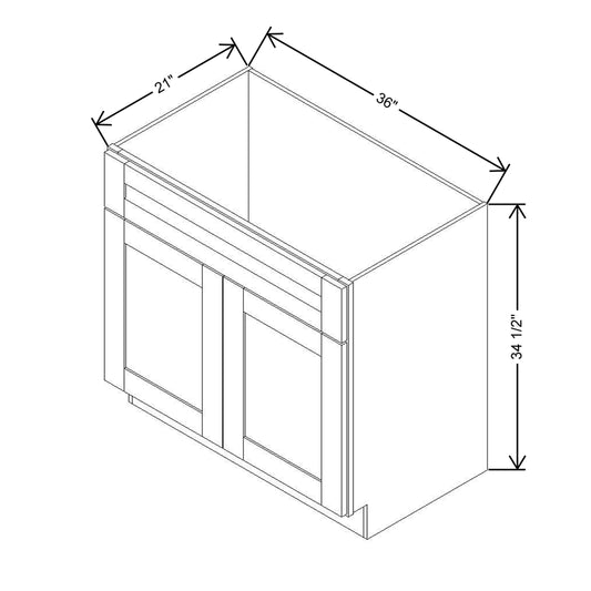 Modernform Cabinet Natural Shaker 36" W X 34 1/2" H X 21" D Sink Base 2 Doors/1 False Front