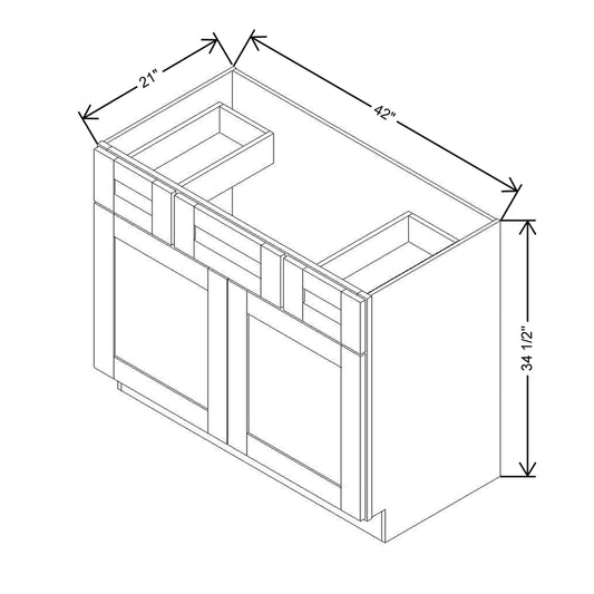 Modernform Cabinet Natural Shaker 42" W X 34 1/2" H X 21" D Combo Cabinet w/2 Side Drawers