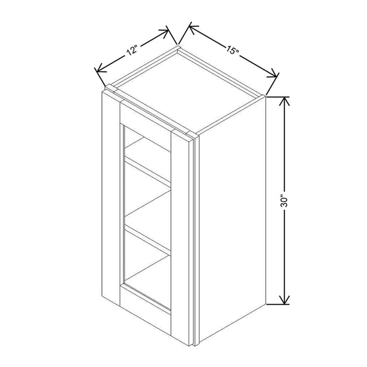 Modernform Cabinet Natural Shaker 15" W X 30" H X 12" D Single Glass Door Wall Cabinet
