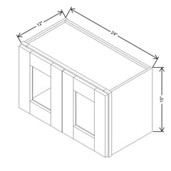 Modernform Cabinet Natural Shaker 24" W X 15" H X 12" D Double Glass Door Wall Cabinet