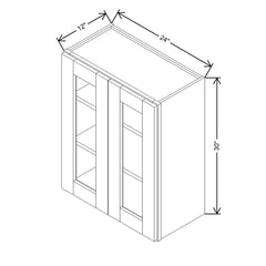 Modernform Cabinet Slim Sage Green 24" W X 30" H X 12" D Double Glass Door Wall Cabinet
