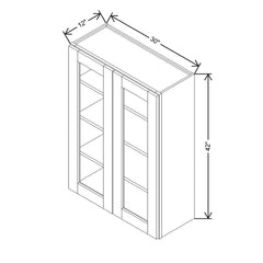 Modernform Cabinet Natural Shaker 30" W X 42" H X 12" D Double Glass Door Wall Cabinet