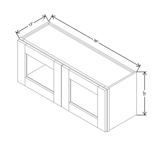 Modernform Cabinet Natural Shaker 36" W X 15" H X 12" D Double Glass Door Wall Cabinet