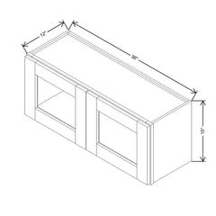 Modernform Cabinet Natural Shaker 36" W X 15" H X 12" D Double Glass Door Wall Cabinet