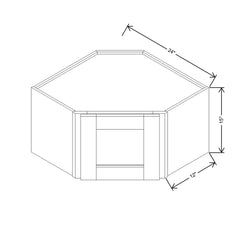 Modernform Cabinet Slim Sage Green 24" W X 15" H X 12" D Diagonal Corner Glass Door Wall Cabinet