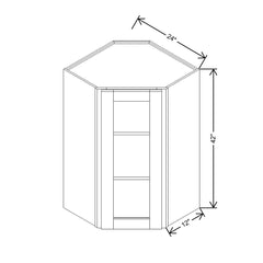 Modernform Cabinet Slim Sage Green 24" W X 42" H X 12" D Wall Diagonal Corner Glass Door Cabinet