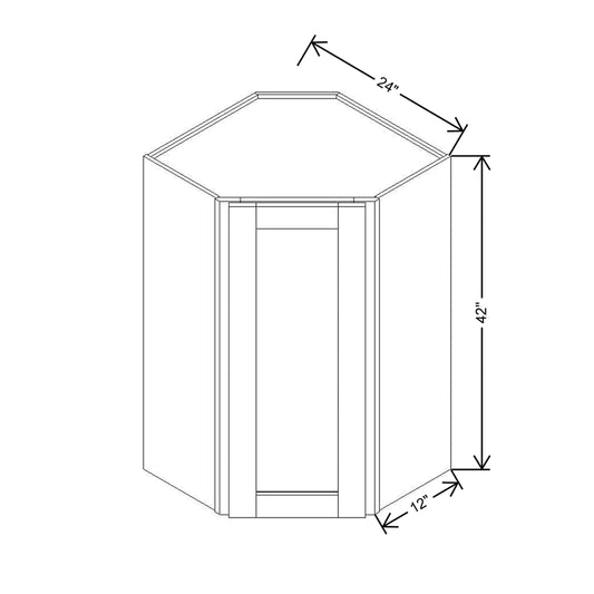 Modernform Cabinet Natural Shaker 24" W X 42" H X 12" D Wall Diagonal Corner Cabinet