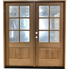 6/0x6/8 Mahogany Prehung Front Double Door | 6 Lite Without Moulding