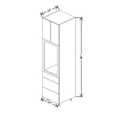 Fabuwood Illume Tuscany Como Ash 2 24" W x 96" H Single Oven Cabinet w/ 3 Drawers on the Bottom