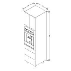 Fabuwood Illume Catalina Azul Marino Gloss 24" W X 96" H X 24" D Single Oven W/3 Drawers Cabinet