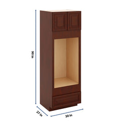 J&K Mahogany J5 Double Oven w/One (1) Bottom Drawer 30" W x 90" H x 27" D