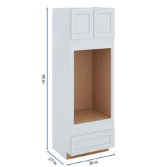 J&K White Shaker S8 Double Oven w/One (1) Bottom Drawer 30" W x 90" H x 27" D