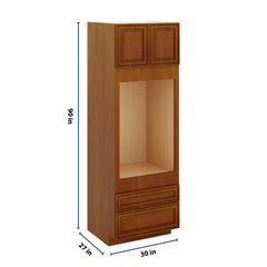 J&K Mocha Glazed K10 Single Oven w/Two (2) Bottom Drawers 30" W x 90" H x 27" D