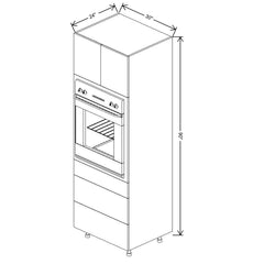 Fabuwood Ovela Catalina Bianco Gloss 30" W X 90" H Single Oven Cabinet w/ 3 Drawers on the Bottom
