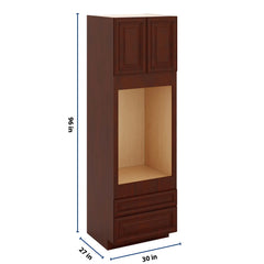 J&K Mahogany J5 Single Oven w/Two (2) Bottom Drawers 30" W x 96" H x 27" D