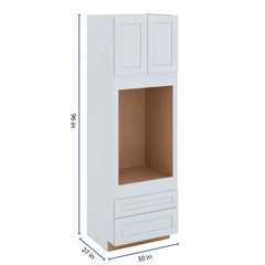 J&K White Shaker S8 Single Oven w/Two (2) Bottom Drawers 30" W x 96" H x 27" D