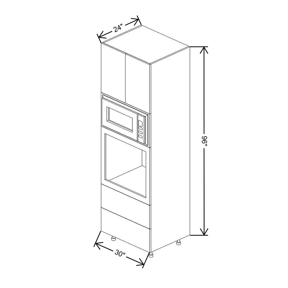 Fabuwood Illume Tuscany Como Ash 2 30" W x 96" H Combo Oven Cabinet w/ 2 Drawers on Bottom