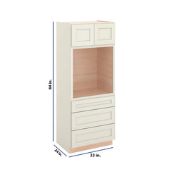 Modernform Cabinet Slim Dove White 33" W X 84" H X 24" D Oven Cabinet With 3 Drawers