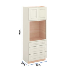 Modernform Cabinet Slim Dove White 33" W X 90" H X 24" D Oven Cabinet With 3 Drawers