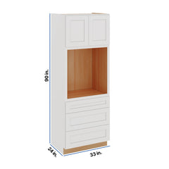 Modernform Cabinet White Shaker 33" W X 90" H X 24" D Oven Cabinet With 3 Drawers
